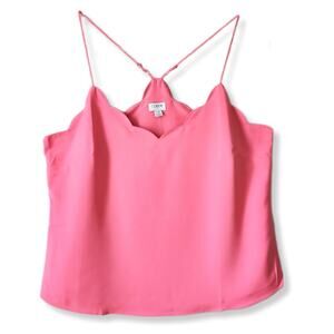 J Crew Pink Scalloped Cami Tank Top XL Preppy Career Modern Dainty Feminine NEW